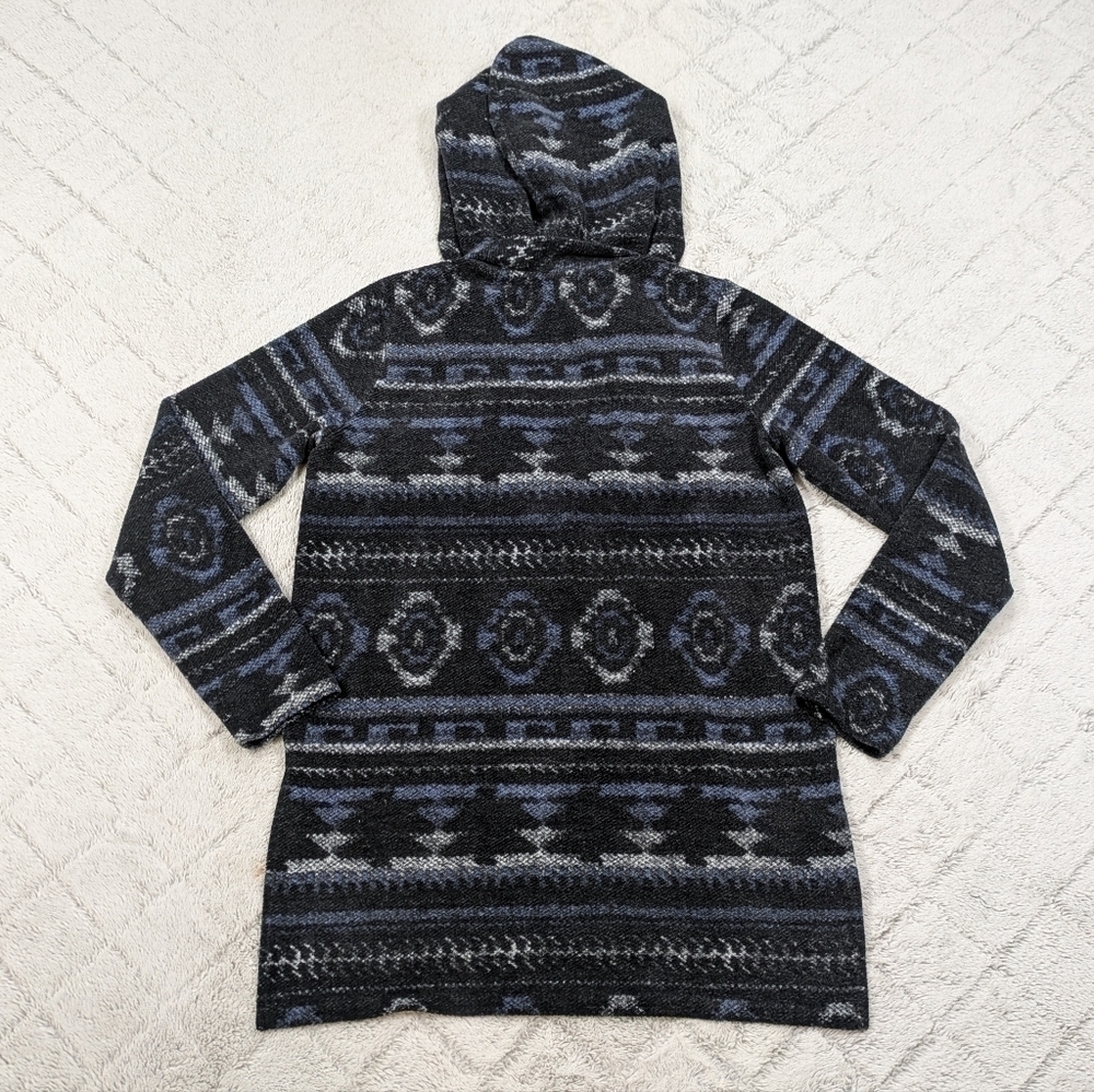 Sol Angeles Hoodie Women's M Gray Blue Aztec Baja Pullover Sweater V-Neck - Picture 9 of 9